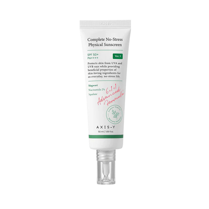 AXIS-Y Complete No-Stress Physical Sunscreen SPF50+ PA++++ (50ml) Neue Formel 2023 
